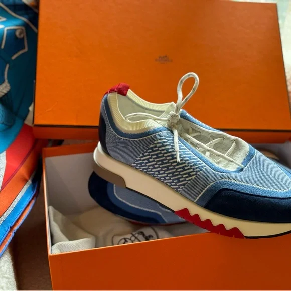 Hermes logo calfskin Men’s logo sneakers - Picture 12 of 13